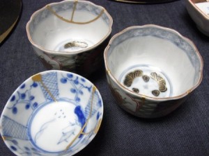 Kintsugi, we learned, is the Japanese art of repairing pottery with gold dust in the join, creating new beauty while also making the object usable again. Photo from tsunagu-t.com