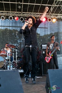 This pretty much sums up Boots Riley at AfroPunk: levitating and throwing the fist. Photo by http://www.sachynmital.com/